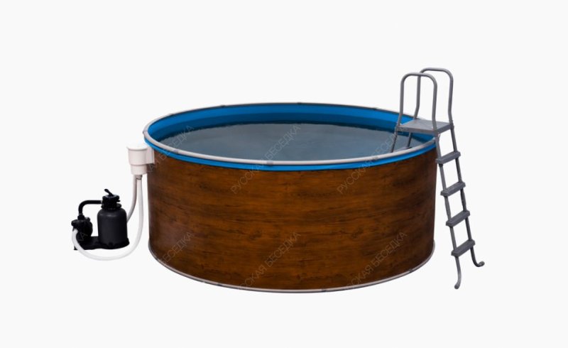 Каркасный морозоустойчивый бассейн круглый уличный LARIMAR 1,5 м, дерево