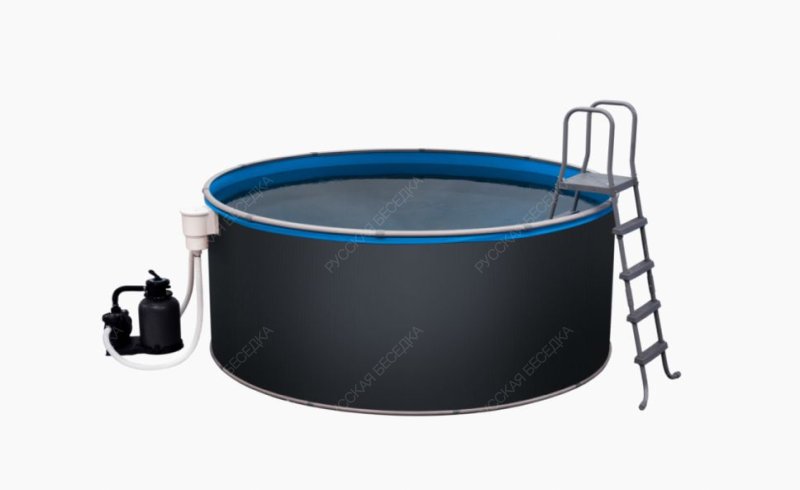 Каркасный морозоустойчивый бассейн круглый уличный LARIMAR 2,44 м, серый