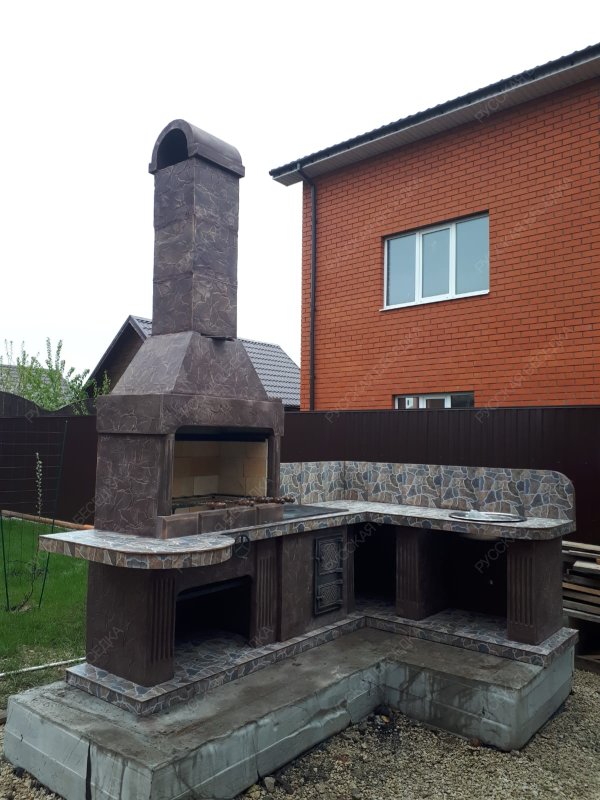 Печь № 19— Угловой комплекс с печью под казан, рабочим столом и мойкой