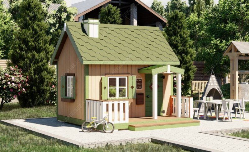 Детский домик Сказка с террасой