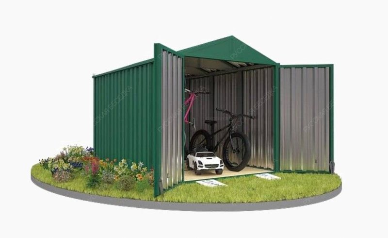 Хозблок Секционный с двухскатной крышей, торцевой дверью и полом из OSB