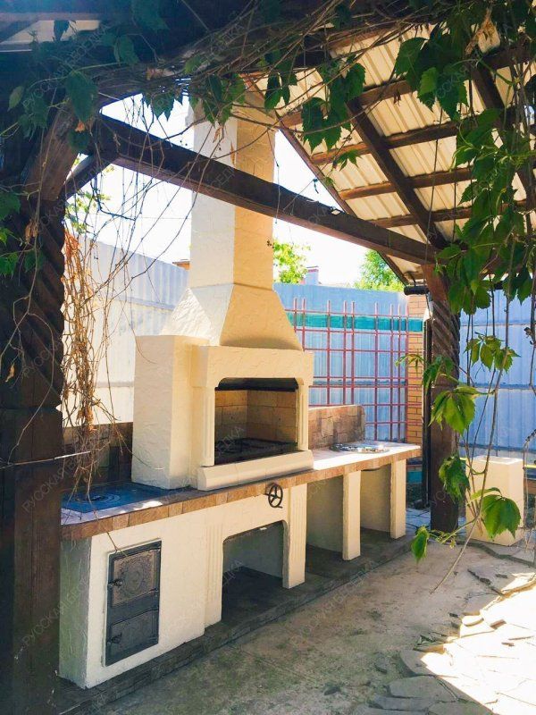 Печь № 22 — Печь барбекю с печью под казан, мойкой и рабочим столом