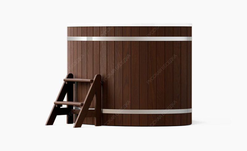 Композитная купель с отделкой из термодерева CORNER 160, дуб